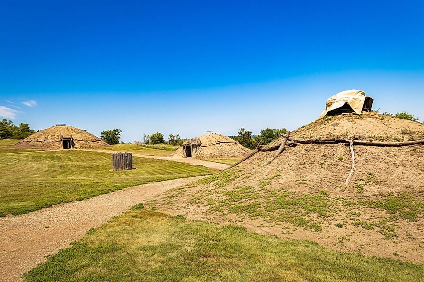 On-A-Slant Village, a reconstructed Mandan earthlodge site within Fort Abraham Lincoln State Park