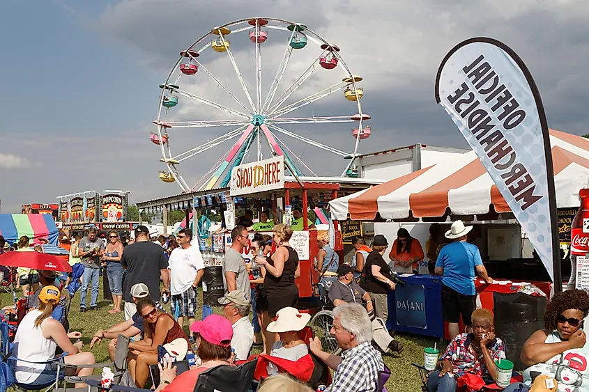 Lively environment during the Crawfish Festival in Breaux Bridge, Louisiana.