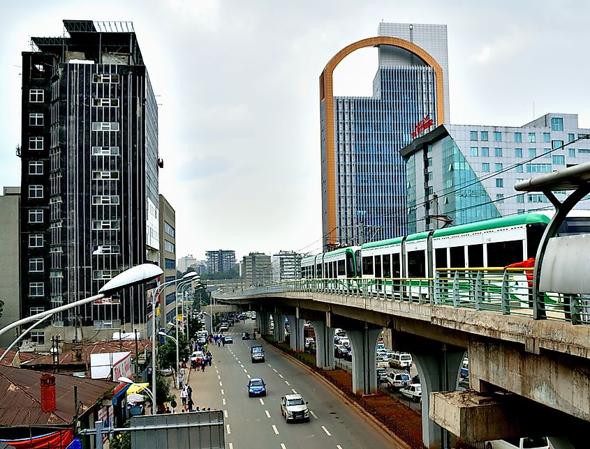The modern skyline of Addis Ababa, the capital of Ethiopia.