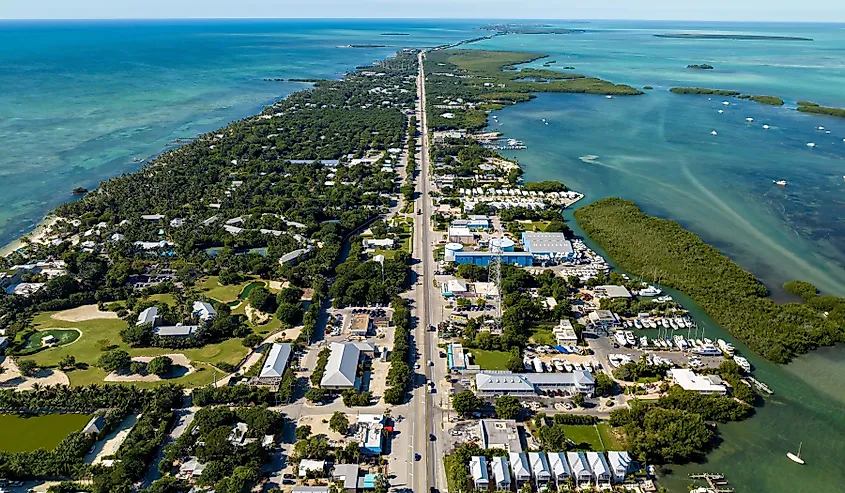 An aerial view of Islamorada in the Florida Keys.