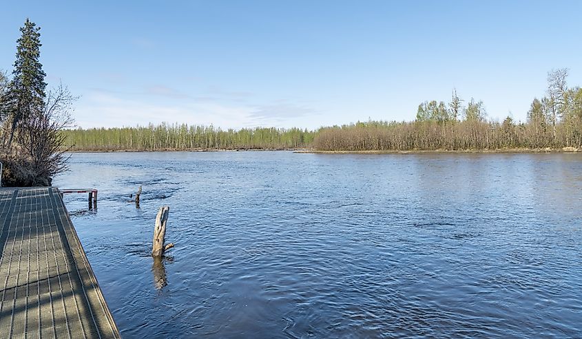 Looking south on the Susitna River from Willow Creek, Alaska.