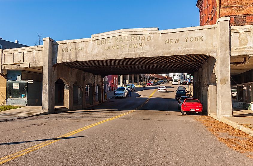 Jamestown Bridge in Downtown Jamestown, New York.