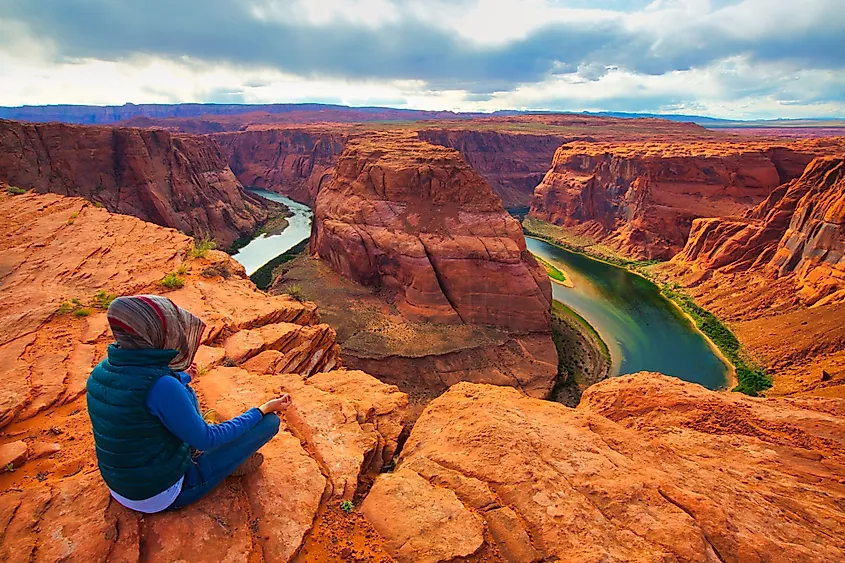 The Colorado River winding through canyon country.
