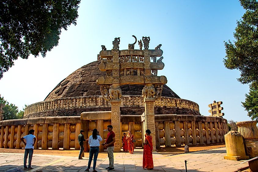 Tourist visit to The Great Sanchi Stupa and premises, UNESCO World Heritage Site.