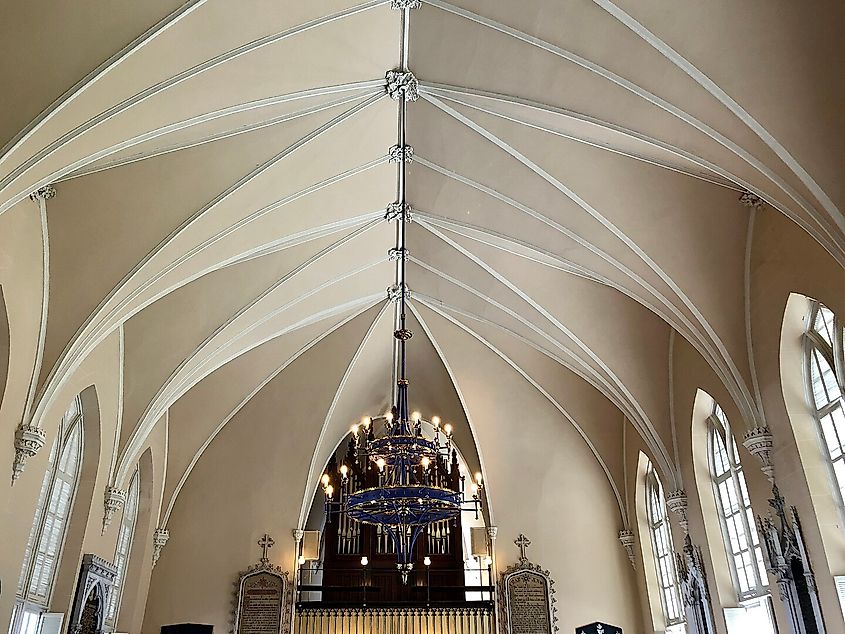 Interior of the French Huguenot Church in Charleston.