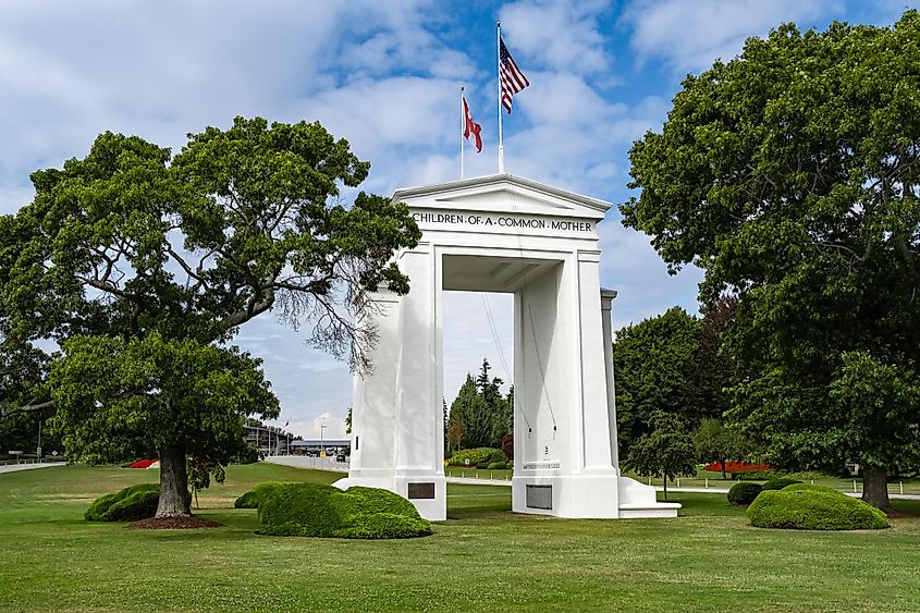 The gate monument in Peace Arch Park, Blaine, Washington