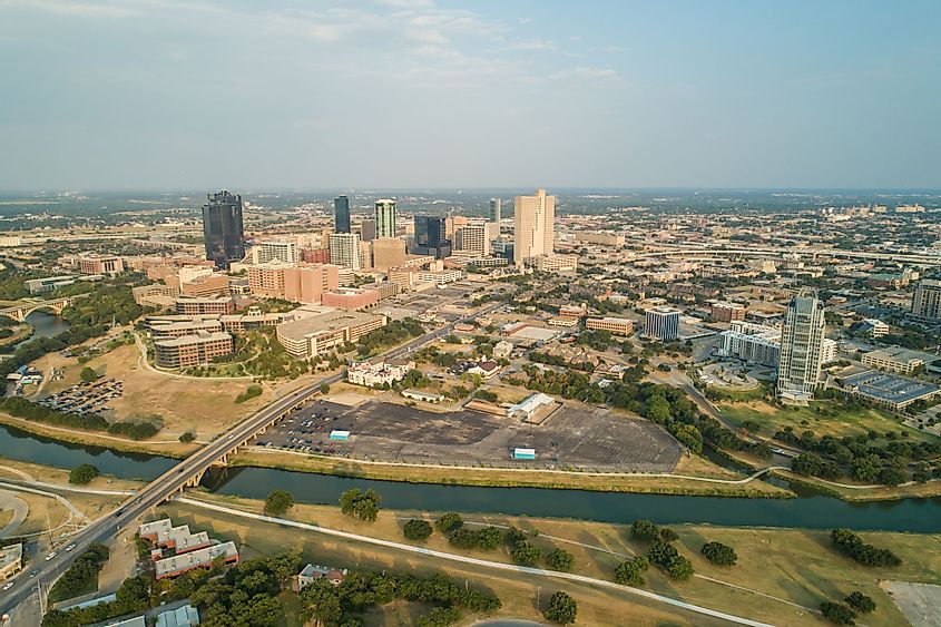Aerial drone image of Fort Worth, Texas