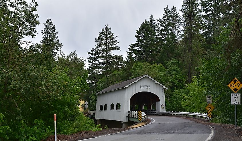 Covered bridge near small Oregon town of Oakland
