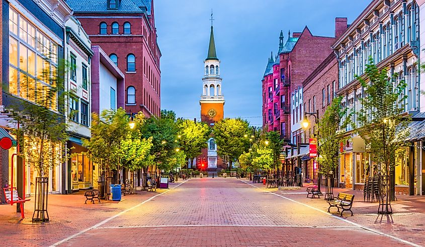 Burlington, Vermont, USA at Church Street Marketplace.