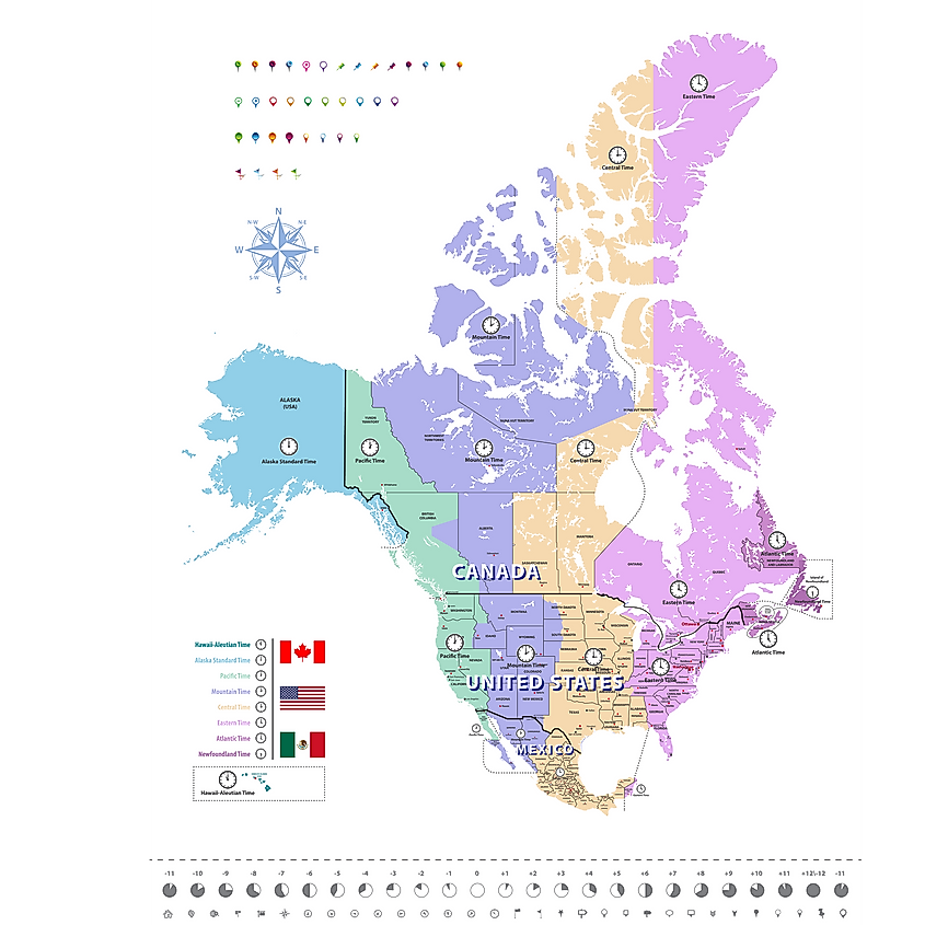 Canada time zones map