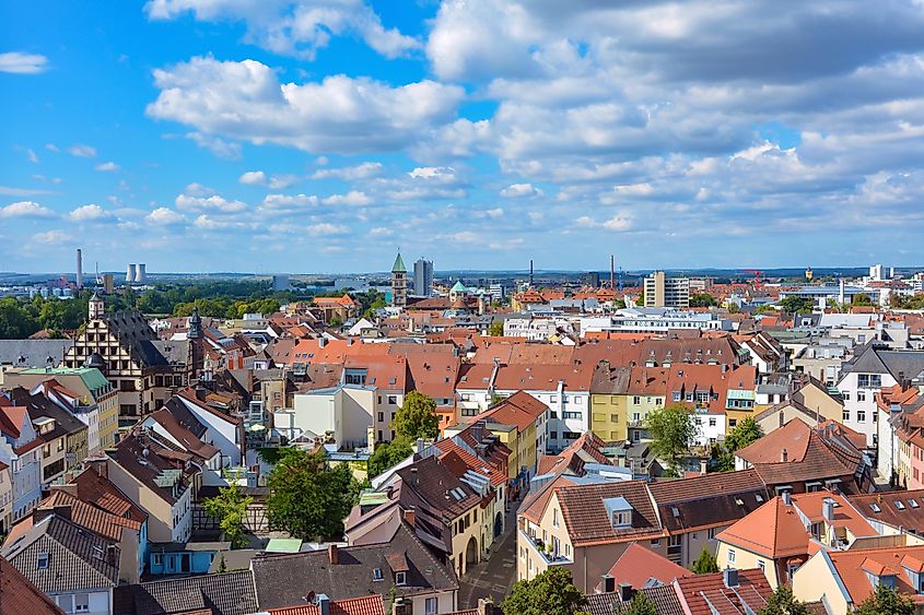 panoramic view of the city of Schweinfurt Germany from a high point