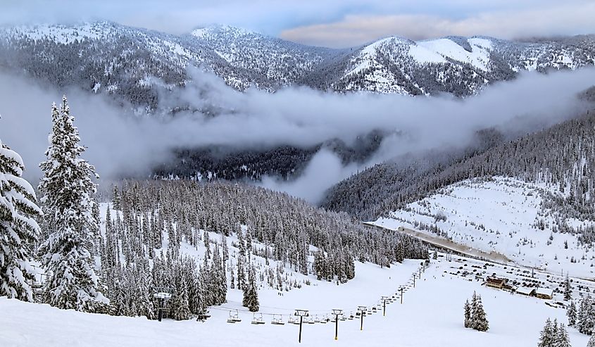 Lookout Pass ski area on the Idaho and Montana border