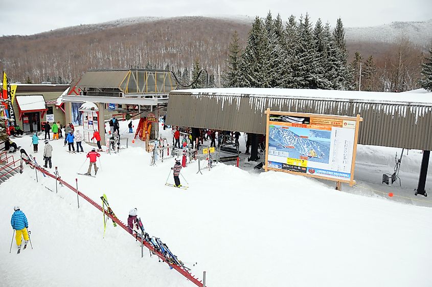 People skiing in Sutton, Quebec, Canada