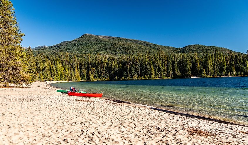 Red Canoe At Priest Lake, Idaho