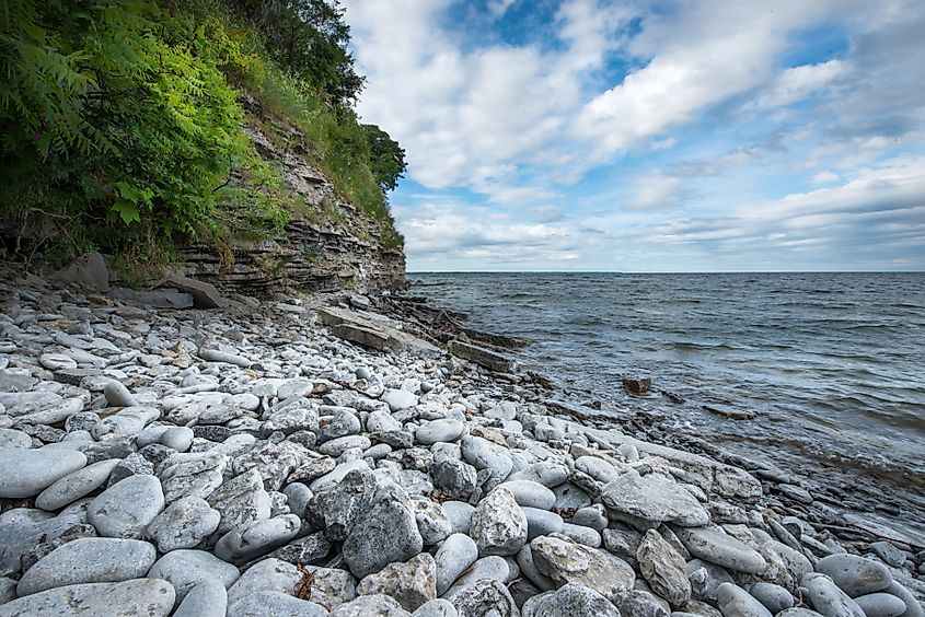 Rocky beach near Picton Ontario on Lake Ontario.