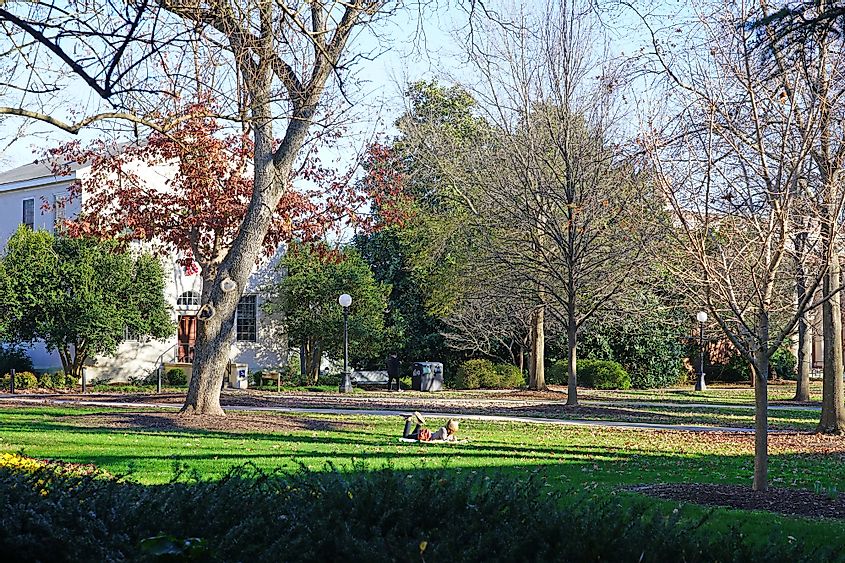 View of the campus of the University of Georgia (UGA), located in Athens, one of the oldest public universities in the United States.