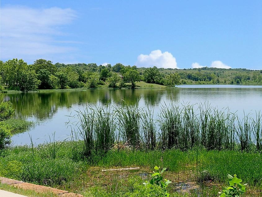 Scenic view of Lake Veteran on a beautiful day at Sulphur, Oklahoma. 