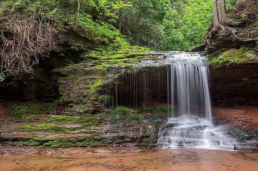 A Long Exposure Shot of the Lost Creek Bog Falls in Northern Wisconsin on a Summer Day. Sam Wagner via Shutterstock