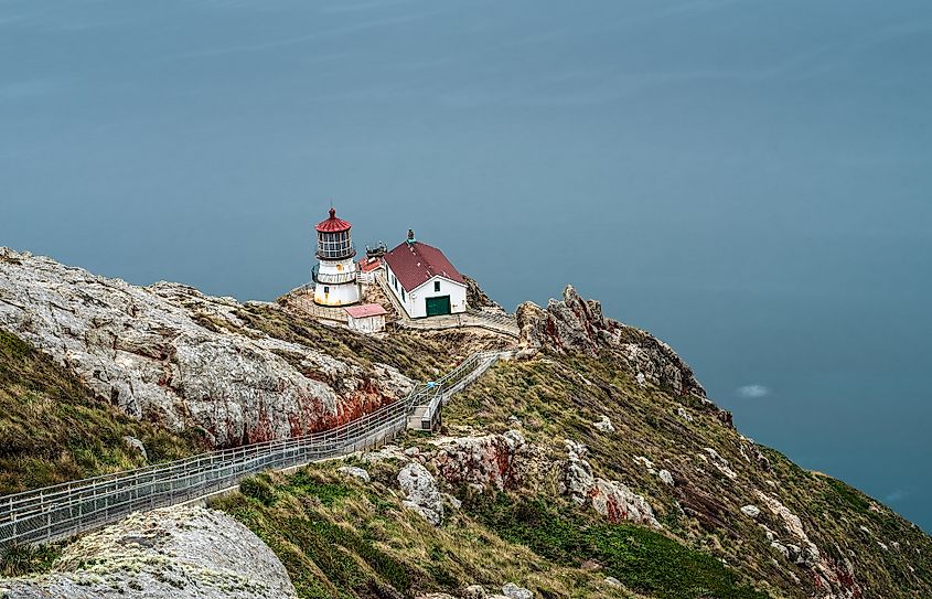 The Point Reyes Lighthouse on the fog-prone California coast.