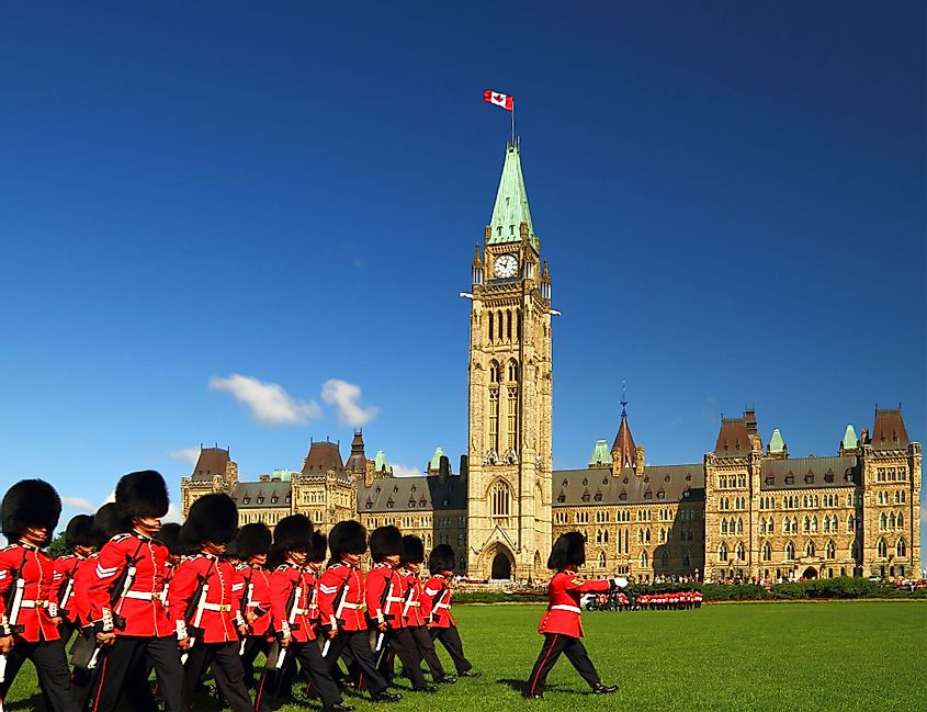 Changing of Guards ceremony in front of the Canadian Parliament