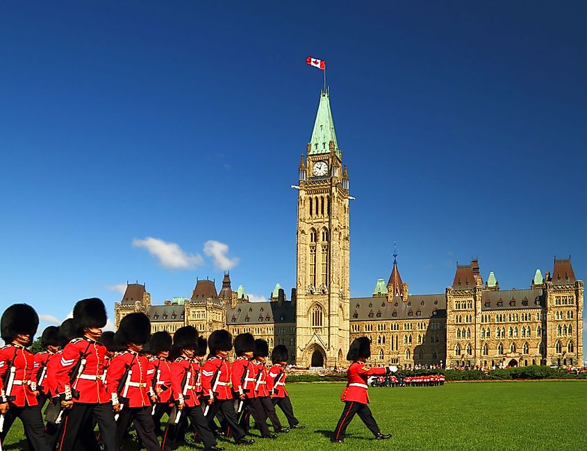 Changing of Guards ceremony in front of the Canadian Parliament