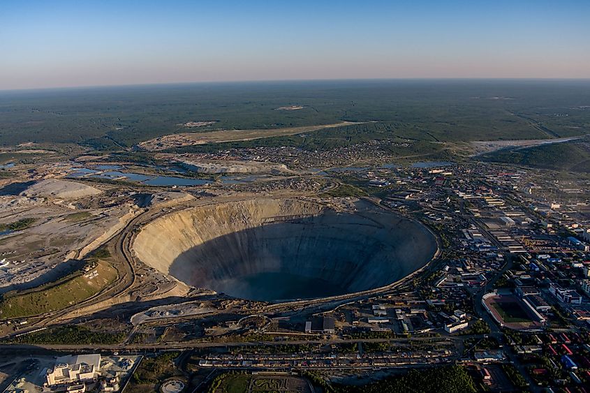 Kimberlite pipe Mir. indigenous diamond deposits in Yakutia, Northern Russia