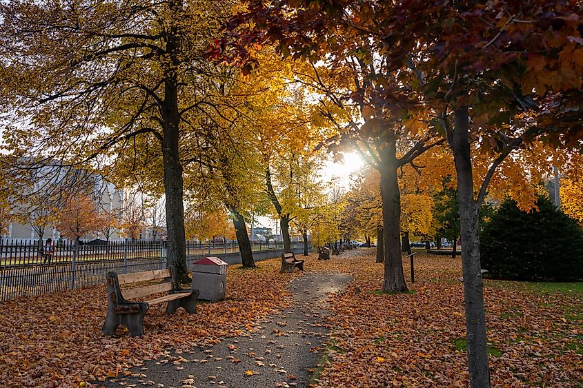 Saint Anne de Beaupre, Canada - Oct 23 2022: Sainte-Anne-de-Beaupré is a town in La Côte-de-Beaupré Regional County Municipality, Quebec, Canada, along the Saint Lawrence River.