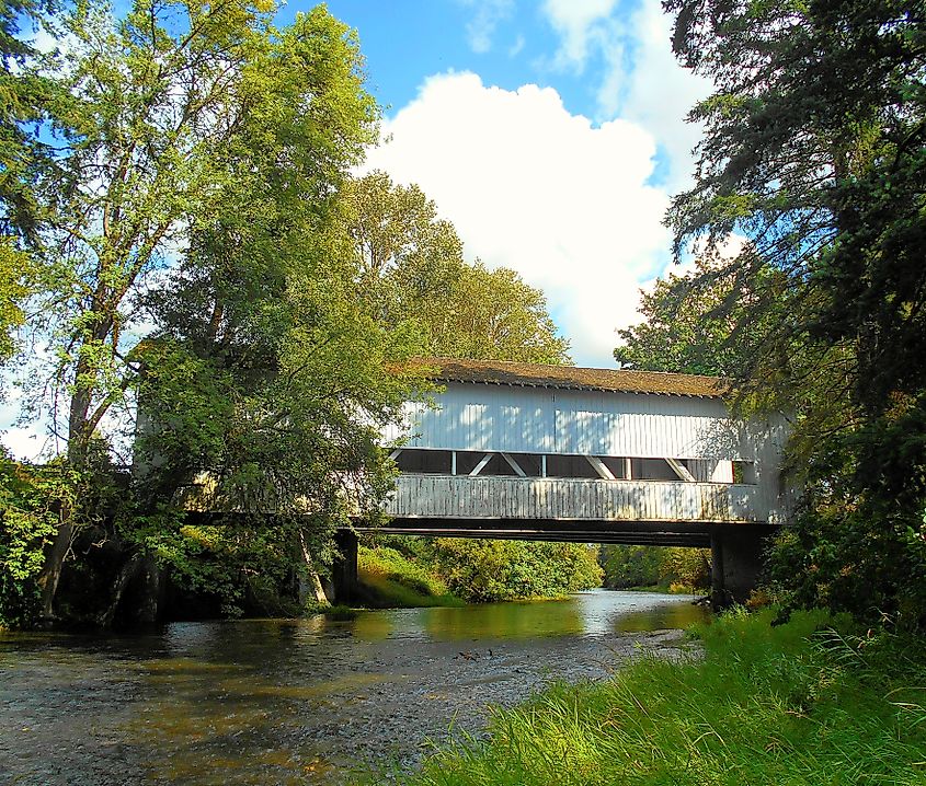 Over the River - Crawfordsville Covered Bridge over the Calapooia River - at Crawfordsville, OR