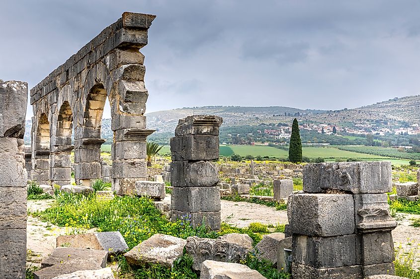 Volubilis is a UNESCO World Heritage well preserved colonial town of the Roman Empire