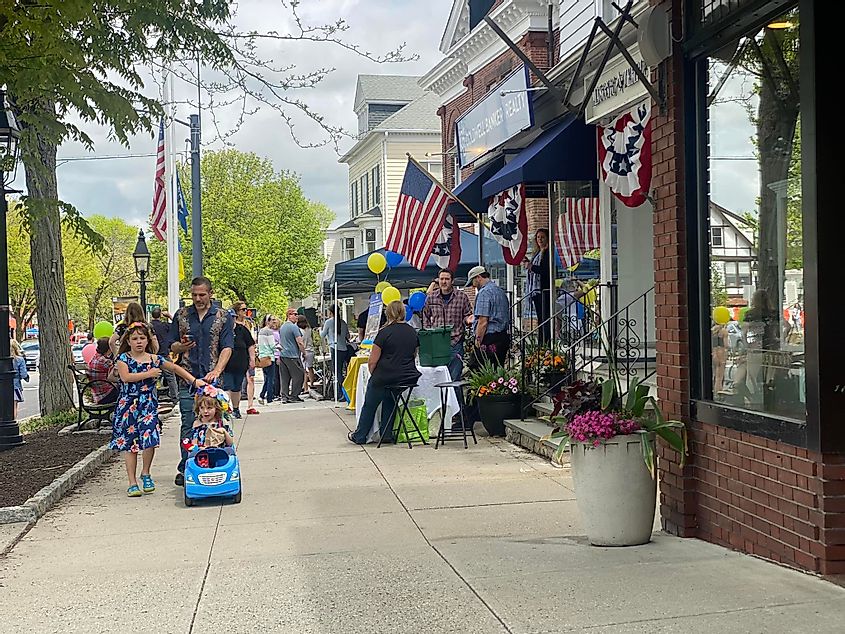 People in Downtown Ridgefield, Connecticut, via 