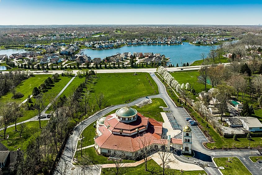Aerial view of Fishers in Indiana.