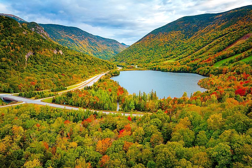 The gorgeous Franconia Notch State Park near Franconia, New Hampshire.