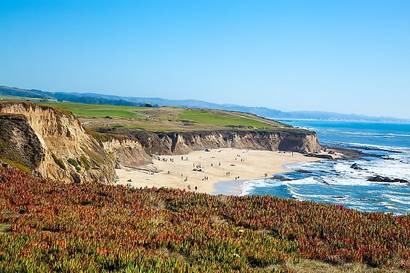 Beach and seaside cliffs at Half Moon Bay, California.