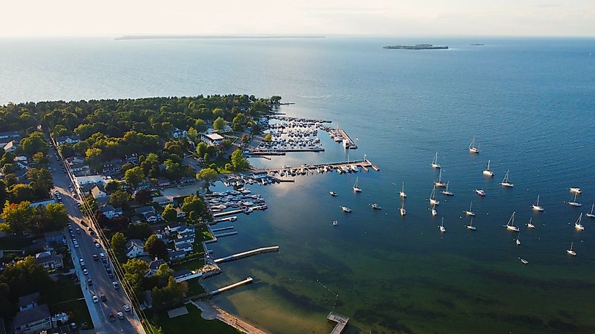 Aerial view of Fish Creek, Wisconsin.