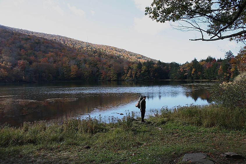 Looking Southwest across Echo Lake in the Catskills, New York, USA.