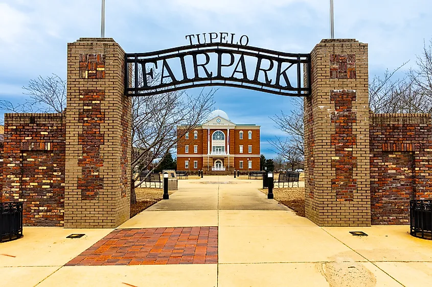 Fair Park in front of Tupelo City Hall in Tupelo, Mississippi. 