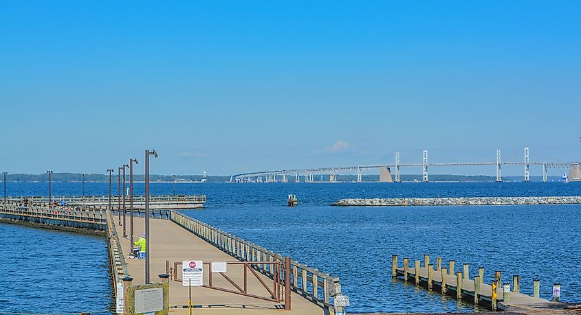 Matapeake Fishing pier on the Chesapeake Bay in,Stevensville, Queen Anne's County, Maryland