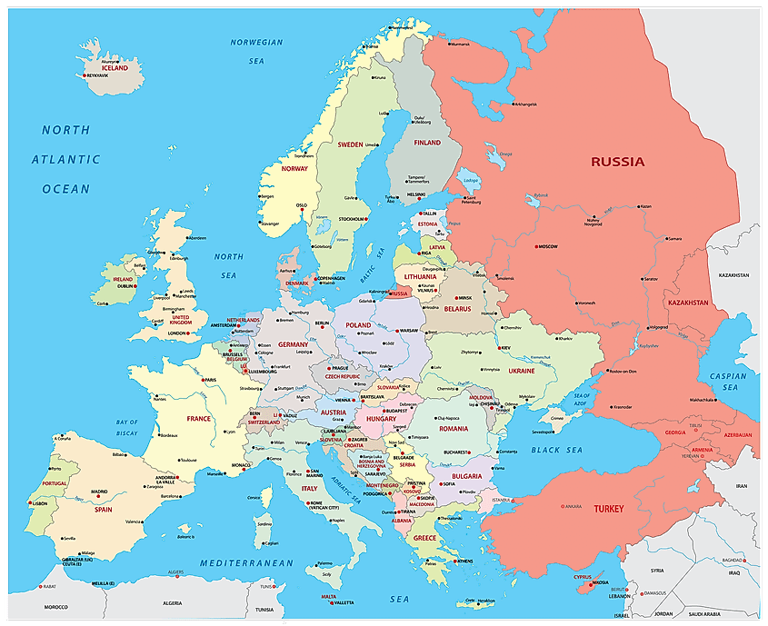 Map Of Europe Asia How Many Countries Are There In Europe? - Worldatlas