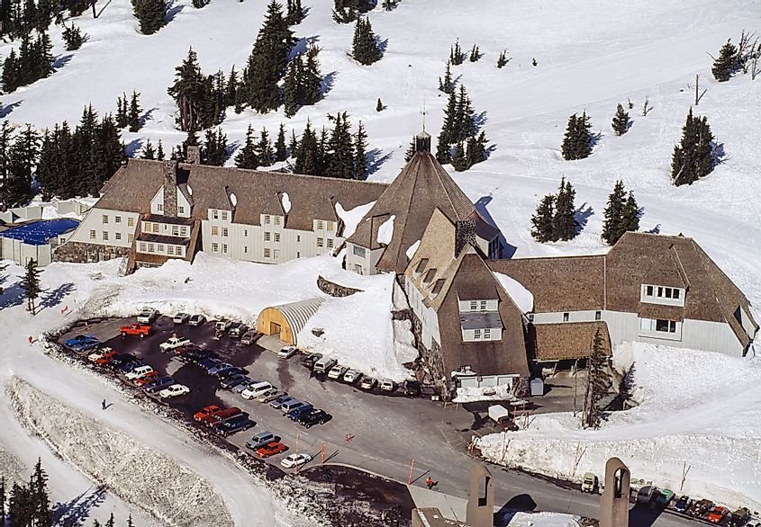 Aerial view of Timberline Lodge, Oregon