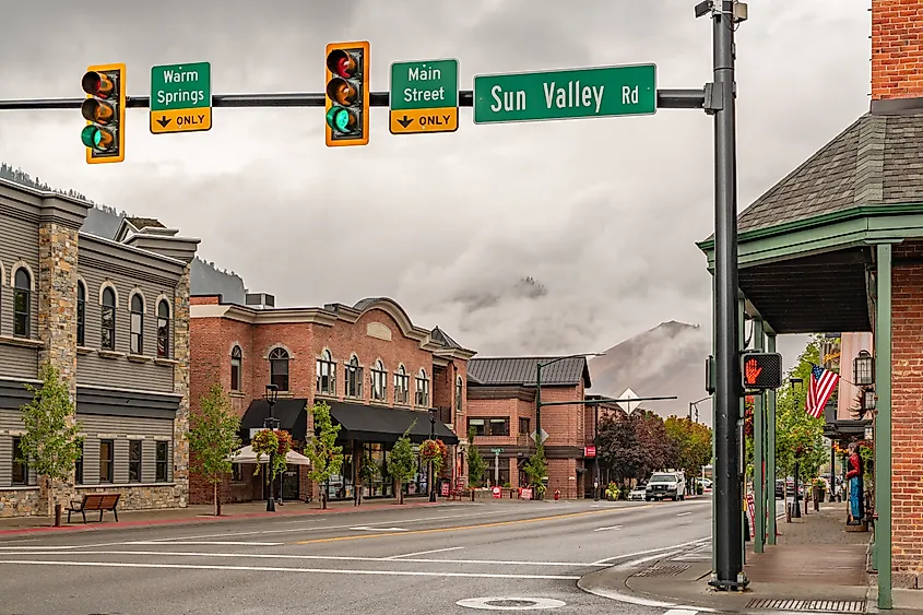 Street scene in historic downtown Ketchum, Idaho.