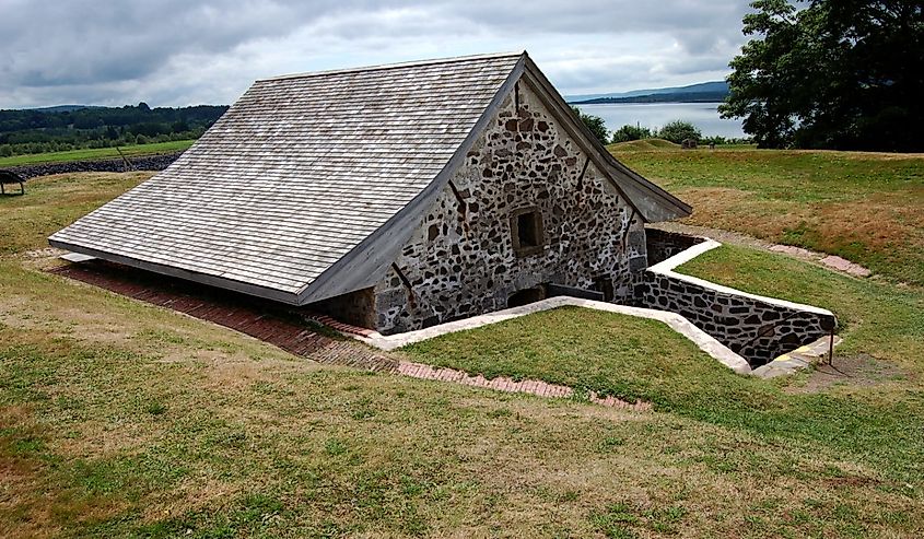 The Powder Magazine (built 1708) at Fort Anne National Historic Site of Canada. The classic Vauban fort played a vital role in the settlement and defense of Annapolis Royal, Nova Scotia, Canada