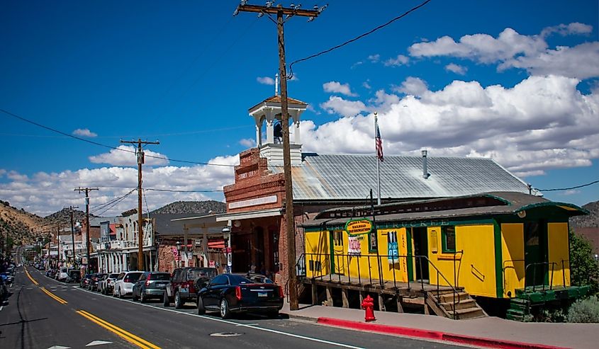 Scenic view of Victorian building on historic Main C street in downtown Virginia City. 