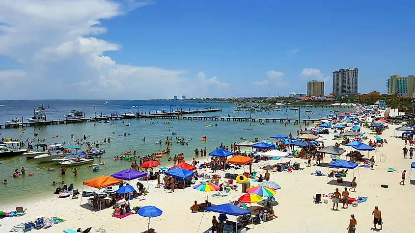 A panoramic view of Pensacola beach, Pensacola, Florida. Editorial credit: ABEMOS / Shutterstock.com