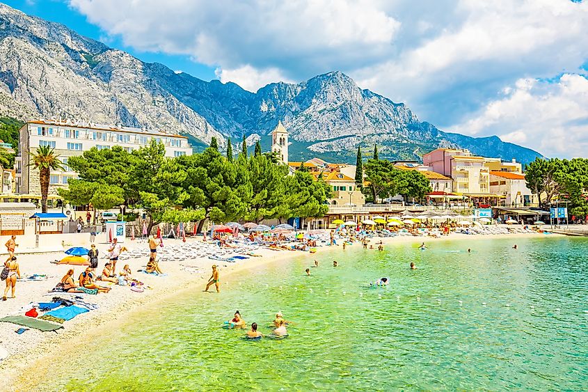 The stunning beach in Baska Voda, Croatia