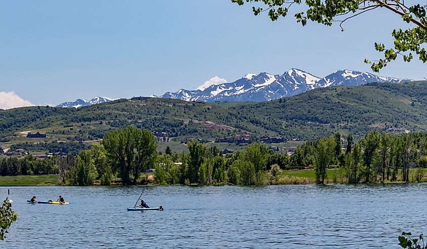 People enjoying the Pineview Reservoir near Eden, Utah