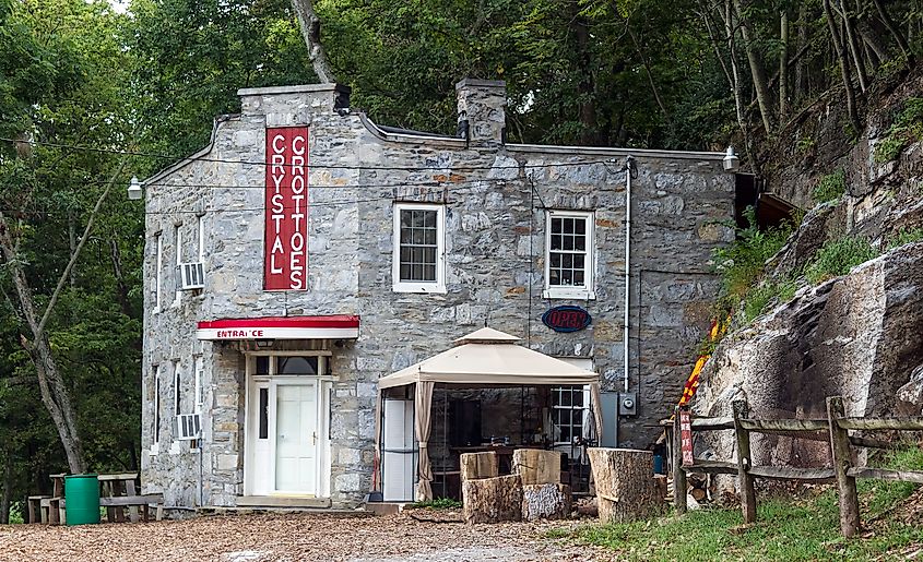 The entrance to Crystal Grottoes near Boonsboro in Maryland.