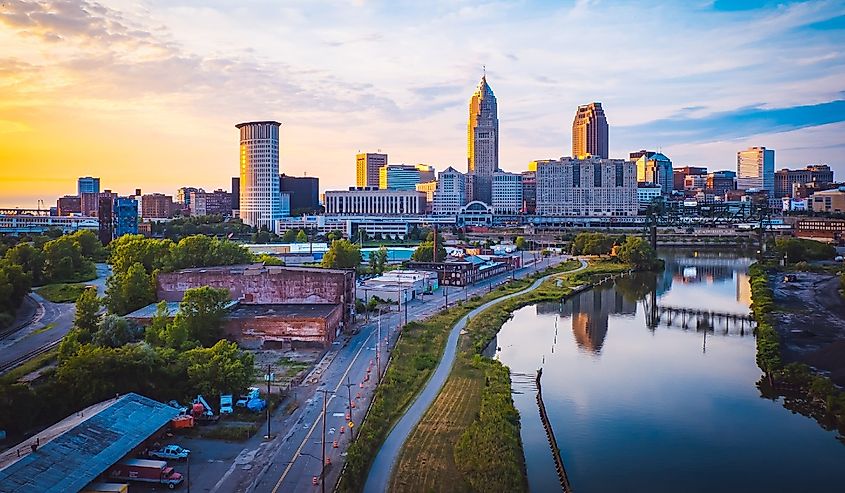 Sunset over Cleveland, Ohio United States