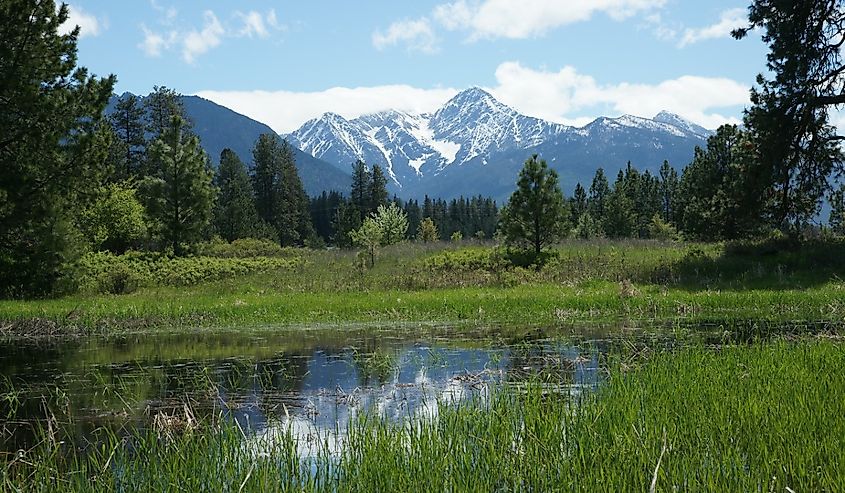 Mountain reflection in Ronan, Montana.