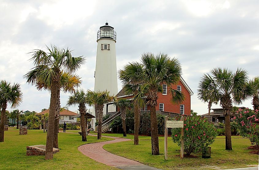 Brick lighthouse on St. George Island, Florida.