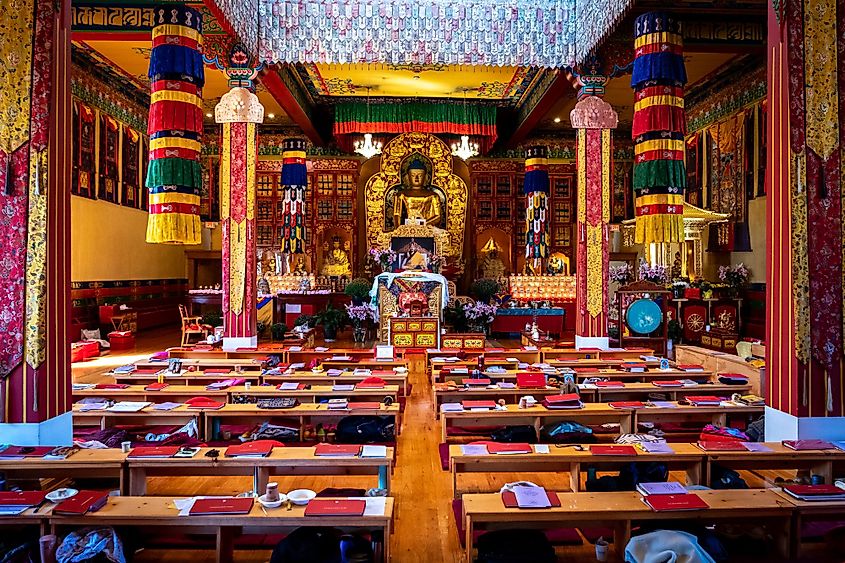 Prayer room at Karma Triyana Dharmachakra located in Woodstock, New York, in the Catskill Mountains